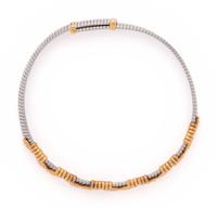 BVLGARI, STAINLESS STEEL AND YELLOW GOLD COLLAR NECKLACE