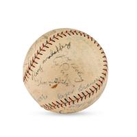 A 1930 World Series Champions Philadelphia Athletics Team Signed Autograph Baseball Featuring Al Simmons, Lefty Grove, Jimmie Foxx and Eddie Collins (Beckett Authentication Services Letter of Authenticity)