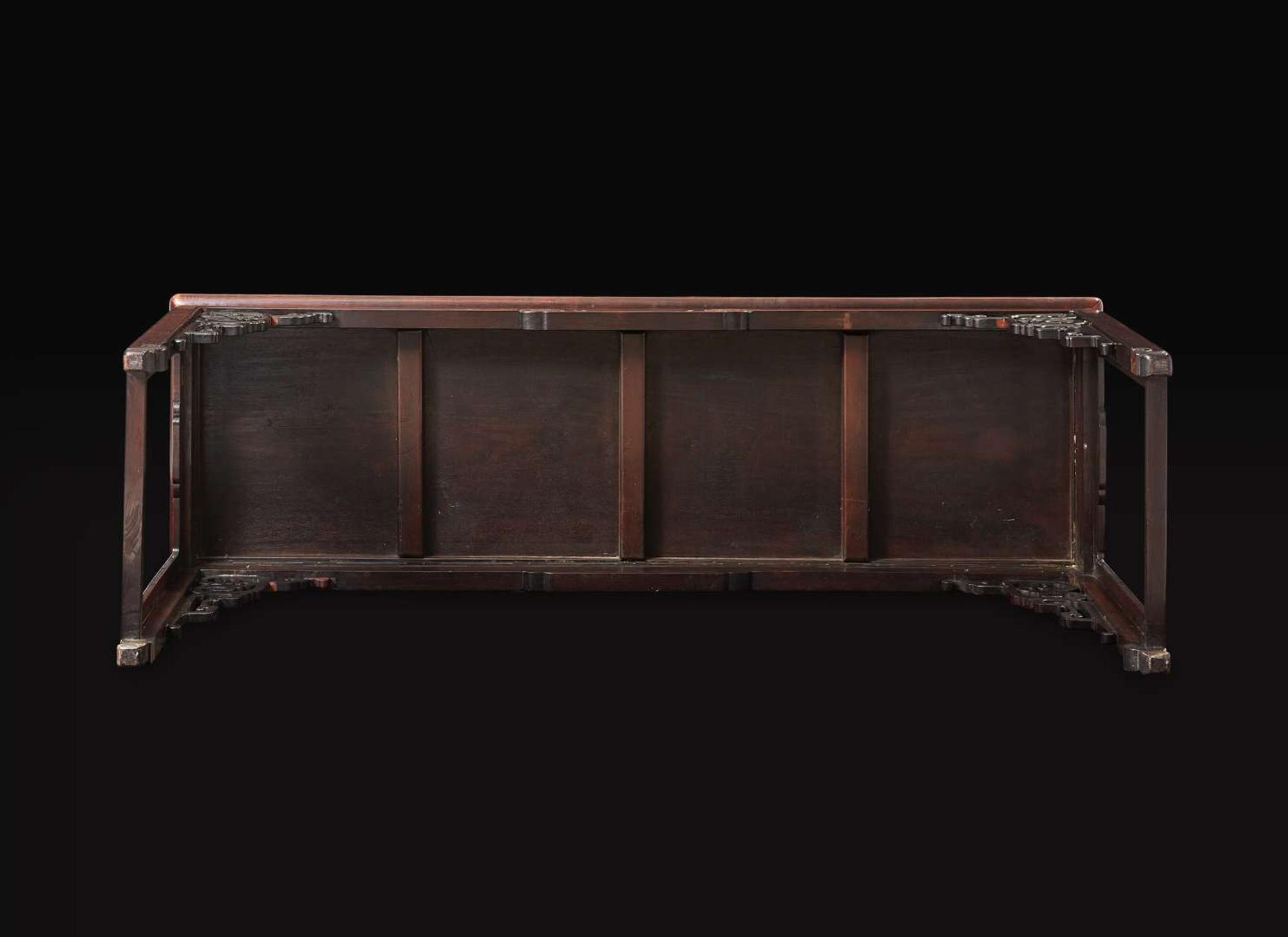 An unusual Chinese carved hongmu qin table, late Qing dynasty 紅木琴桌 晚清
