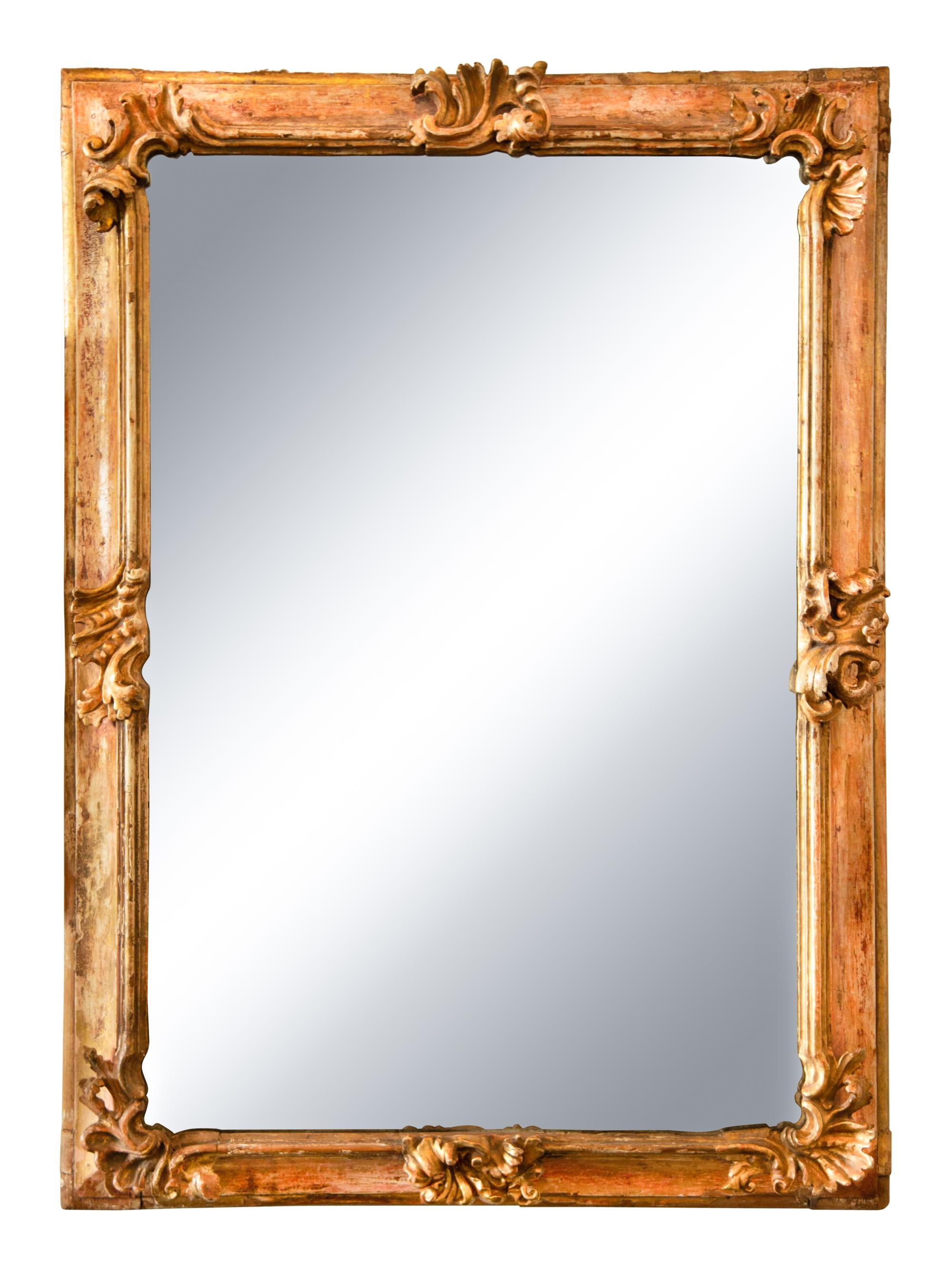An Italian Baroque Style Painted and Parcel Gilt Mirror