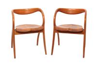 A Pair of Italian Cherrywood Arm Chairs, A. Sibau Height 28 inches