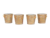 A Set of Four Contemporary Reticulated and Gilt Decorated Porcelain Jardinières