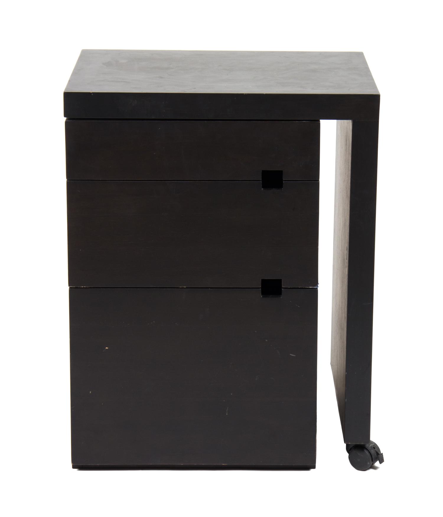 A Mid Century Modern Revolving Folding Writing Table and Cabinet Height 30 x width 23 1/4 (41 when open) x depth 19 inches. — 20TH CENTURY