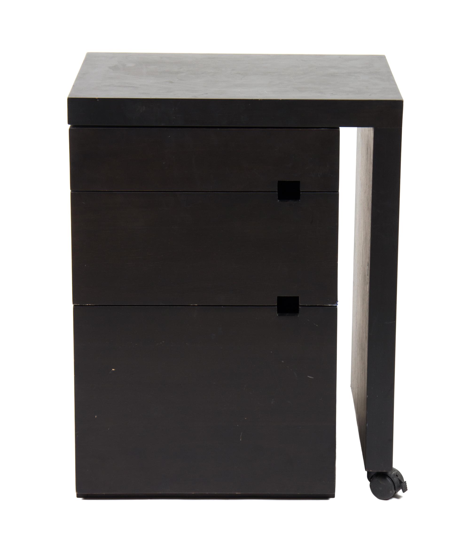 A Mid Century Modern Revolving Folding Writing Table and Cabinet Height 30 x width 23 1/4 (41 when open) x depth 19 inches. — 20TH CENTURY