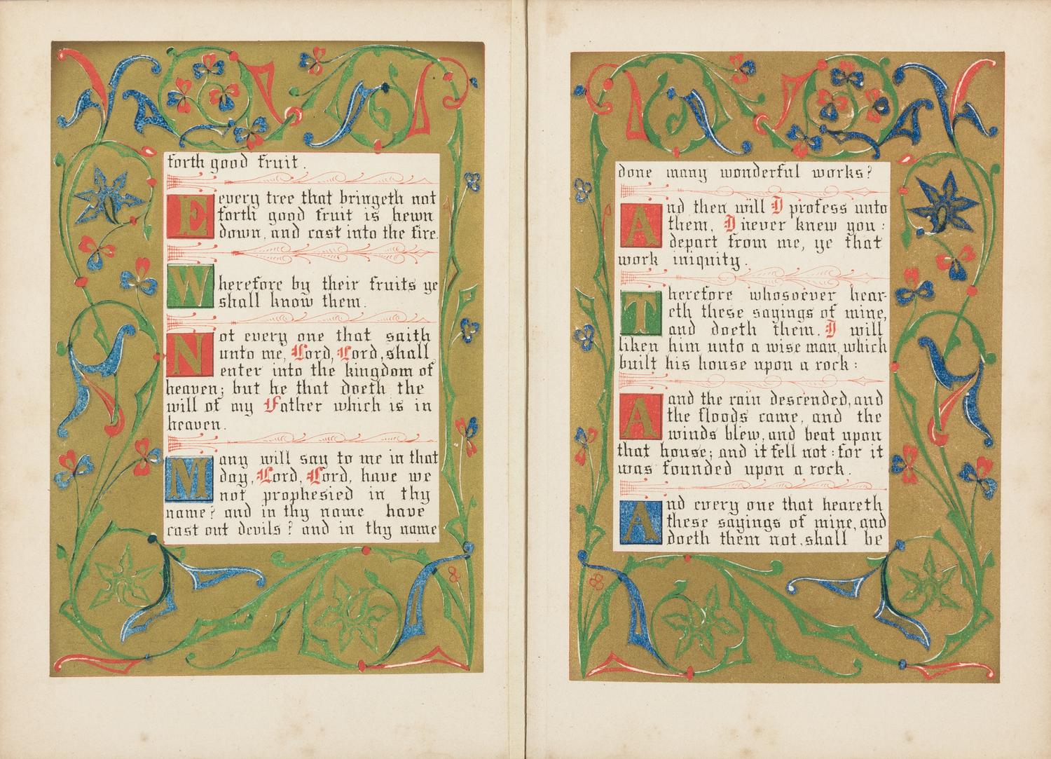 BIBLE, in English. -- JONES, Owen (1809-1874). The Sermon on the Mount. [London:] Longmans & Co., 1845. FIRST EDITION.