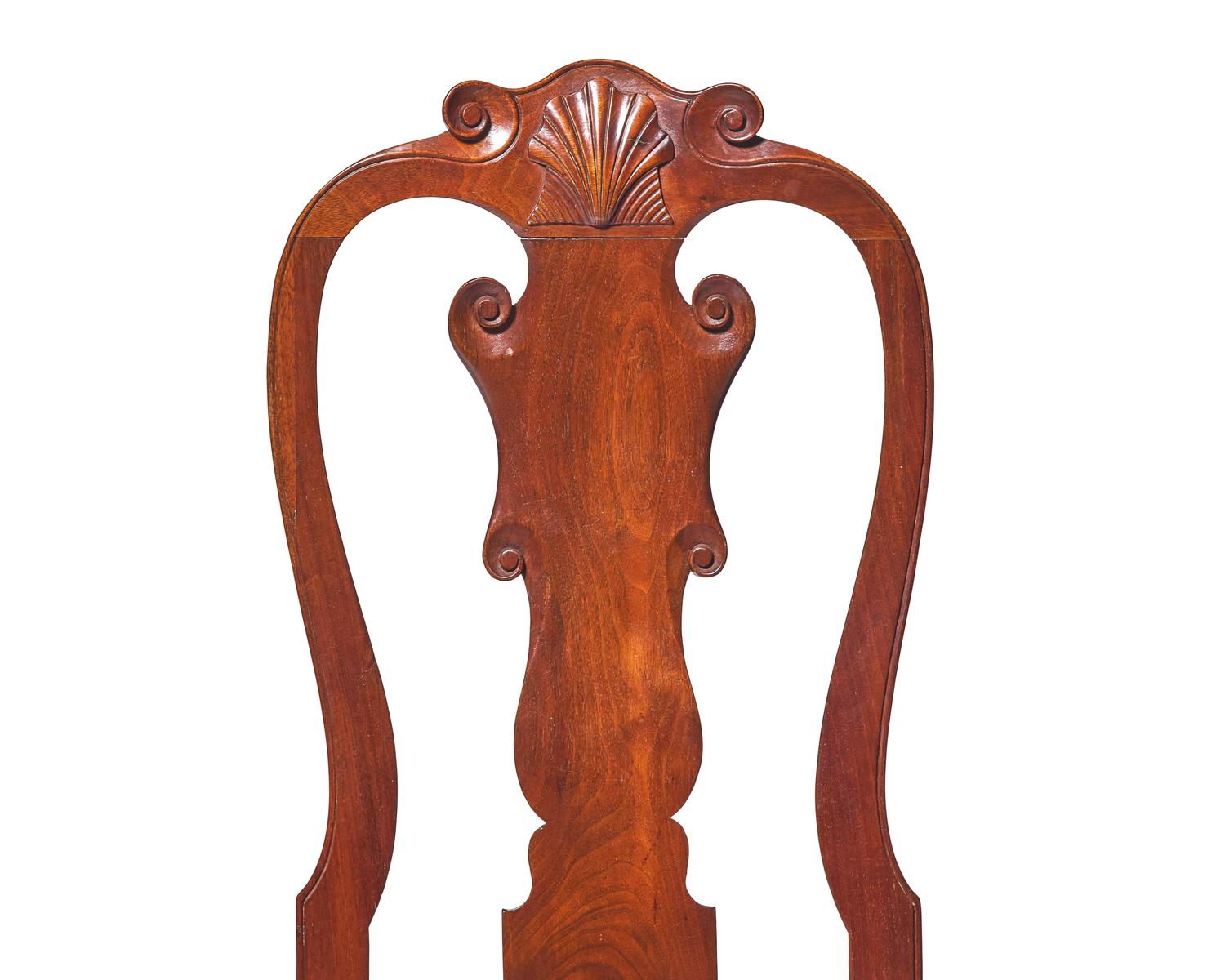 A Queen Anne Carved Walnut Compass-Seat Side Chair