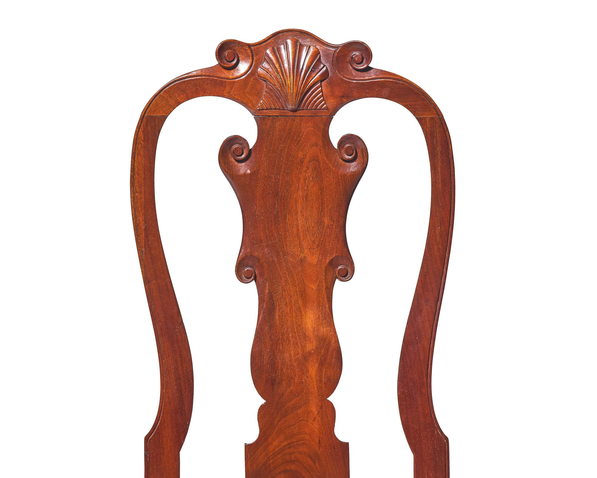 A Queen Anne Carved Walnut Compass-Seat Side Chair