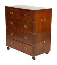 A Pair of English Brass Mounted Mahogany Campaign Chests