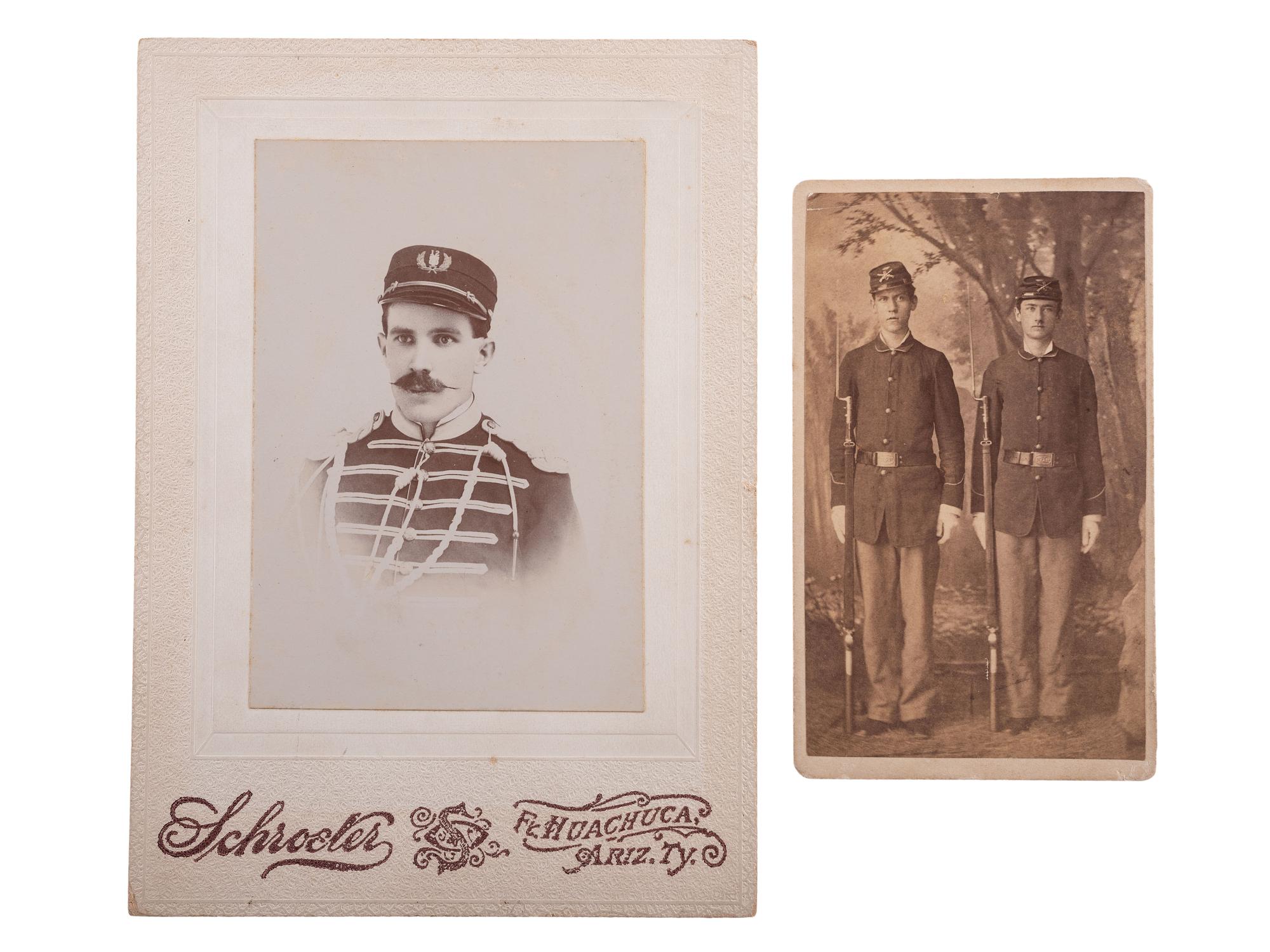 [INDIAN WARS] -- [WESTERN AMERICANA]. A group of 4 photographs of Indian Wars-era soldiers and a civilian, many armed, incl. images by C.S. Fly, George W. Scott, and John Choate.