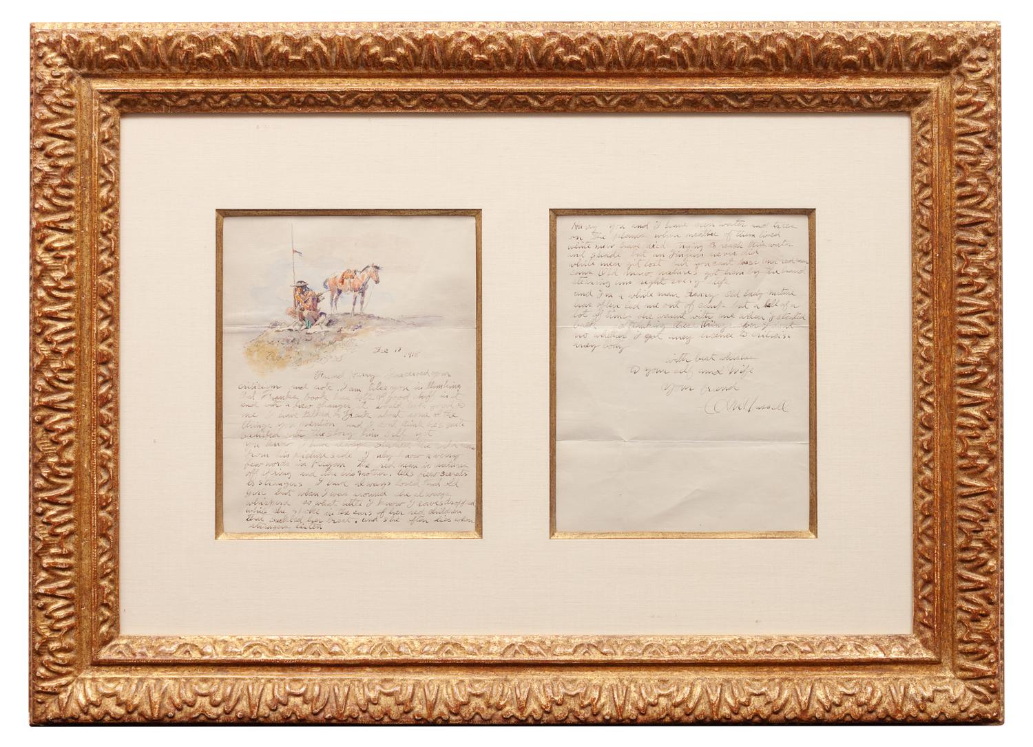Indian Scout and Horse, Illustrated Letter