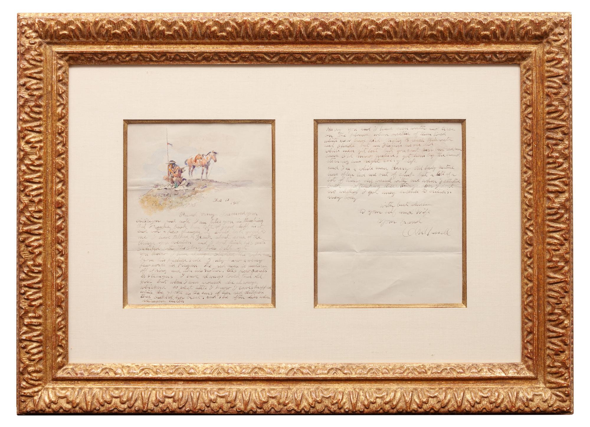 Indian Scout and Horse, Illustrated Letter
