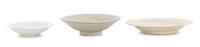 Three Monochrome Glazed Porcelain Dishes Diameter of largest 7 1/2 inches. — SONG AND MING DYNASTY