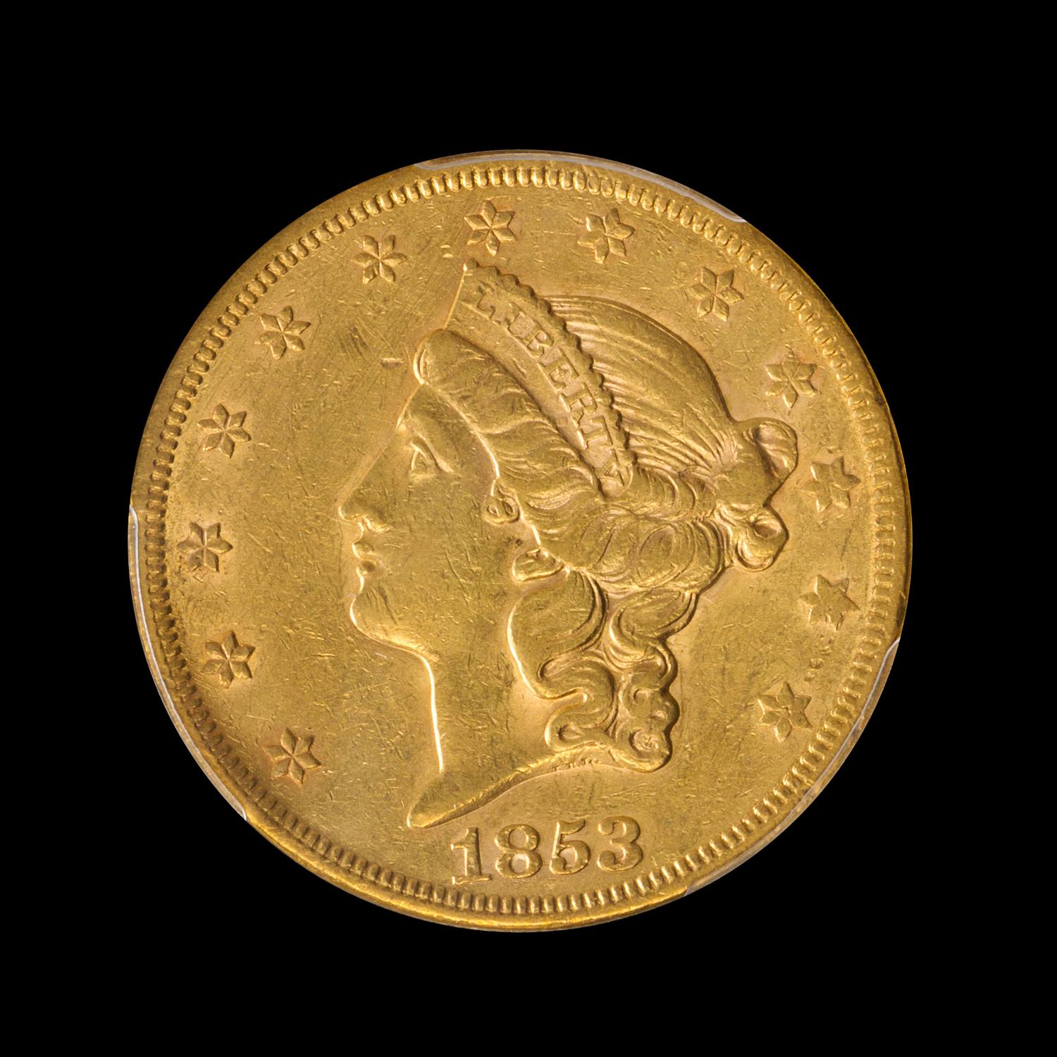 A United States 1853/'2' Liberty Head $20 Gold Coin