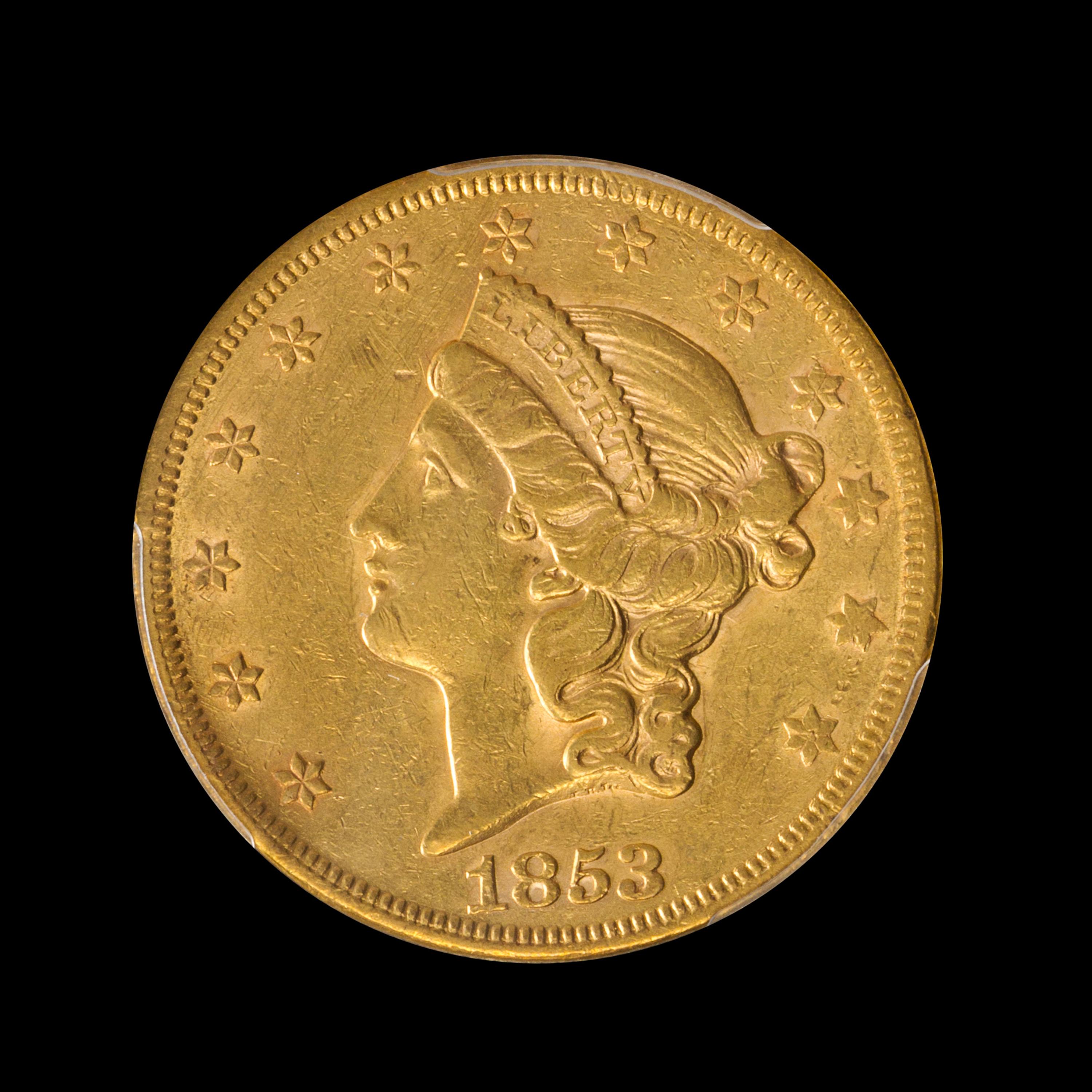A United States 1853/'2' Liberty Head $20 Gold Coin