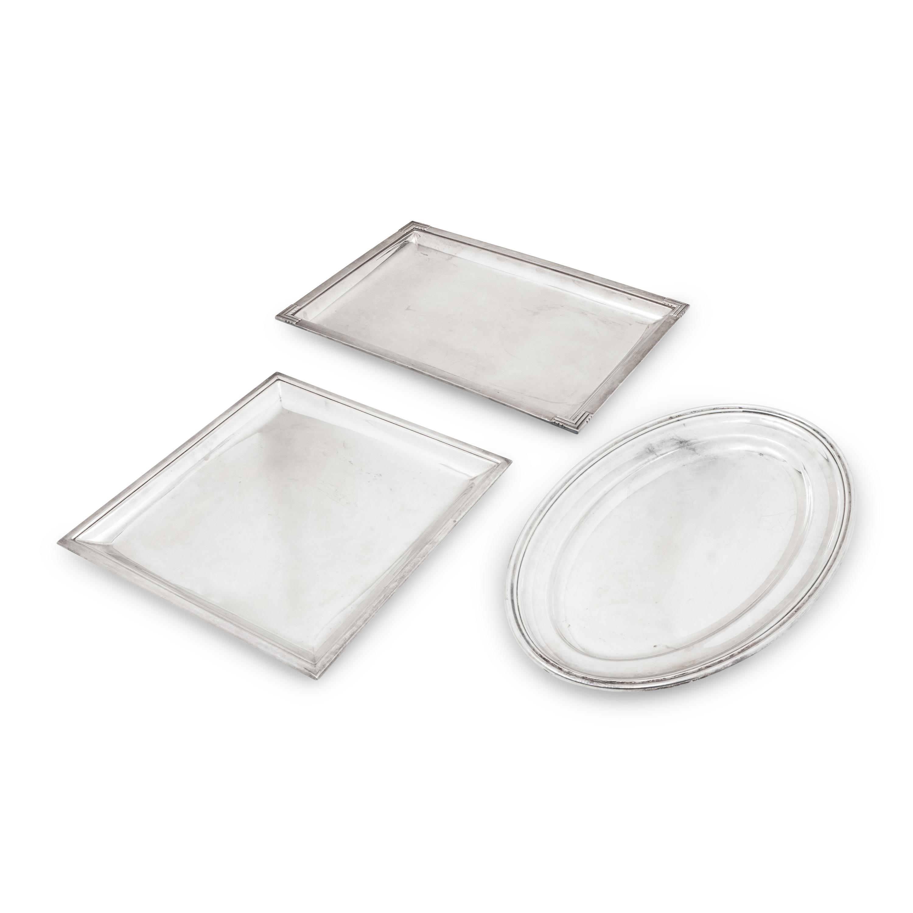 Three Puiforcat Silver-Plate Serving Trays
