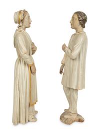 A Pair of Continental Folk Art Painted Figures — 19TH CENTURY