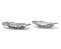 Two Oval Sterling Silver Floral Repousse Dishes