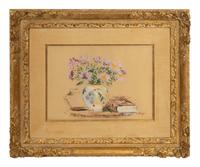 Still Life with Flowers and Books on a Table