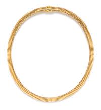 A 14 Karat Yellow Gold Tubogas Necklace, Friedman, 36.20 dwts.