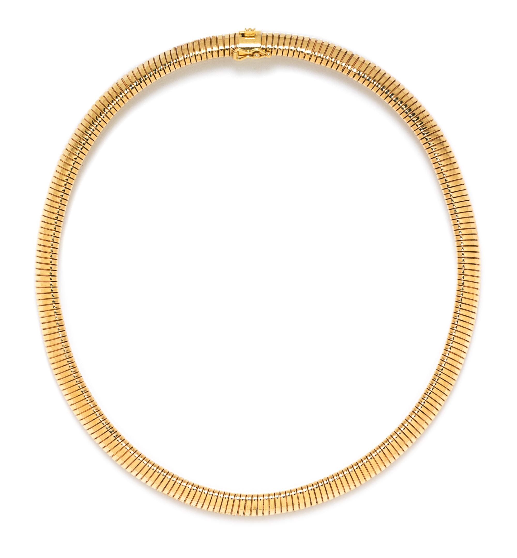 A 14 Karat Yellow Gold Tubogas Necklace, Friedman, 36.20 dwts.
