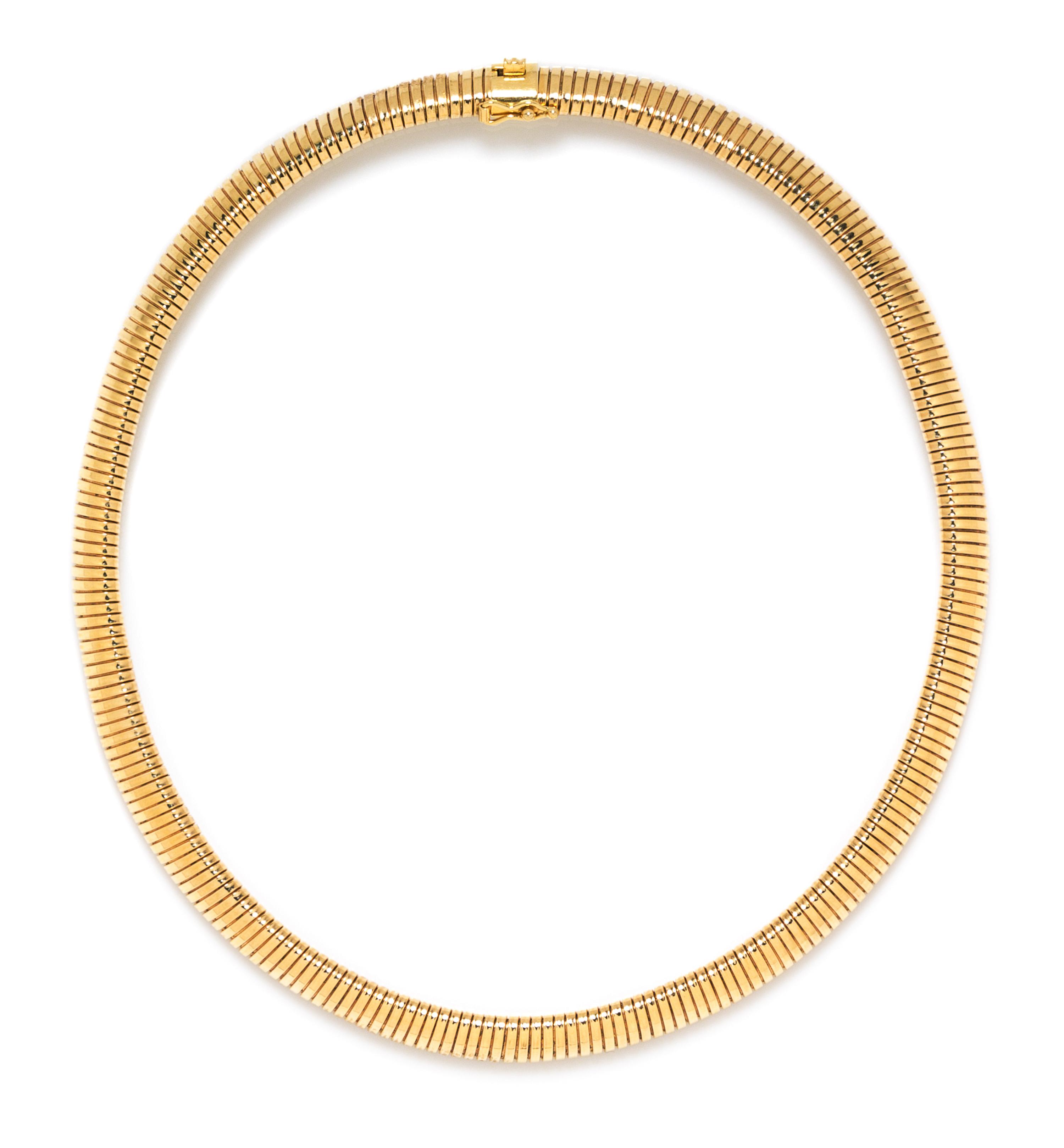 A 14 Karat Yellow Gold Tubogas Necklace, Friedman, 36.20 dwts.