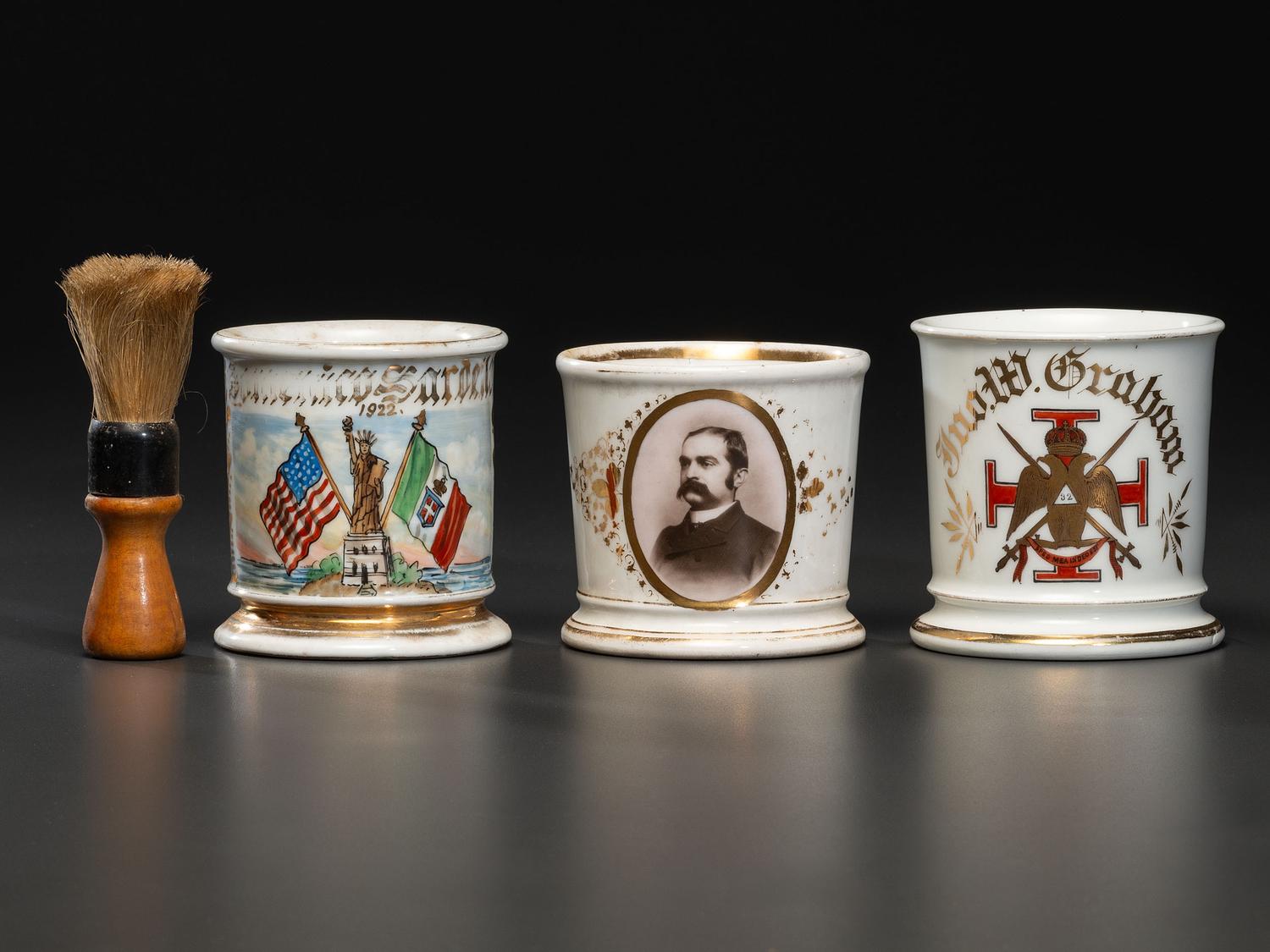 Three Porcelain Shaving Mugs
