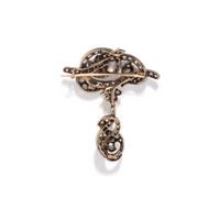 ANTIQUE, SILVER-TOPPED GOLD AND DIAMOND CONVERTIBLE BROOCH
