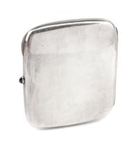 A Continental Enameled Silver Cigarette Case, Likely German, Late 19th/Early 20th Century, the lid enameled to show a bathing nude.