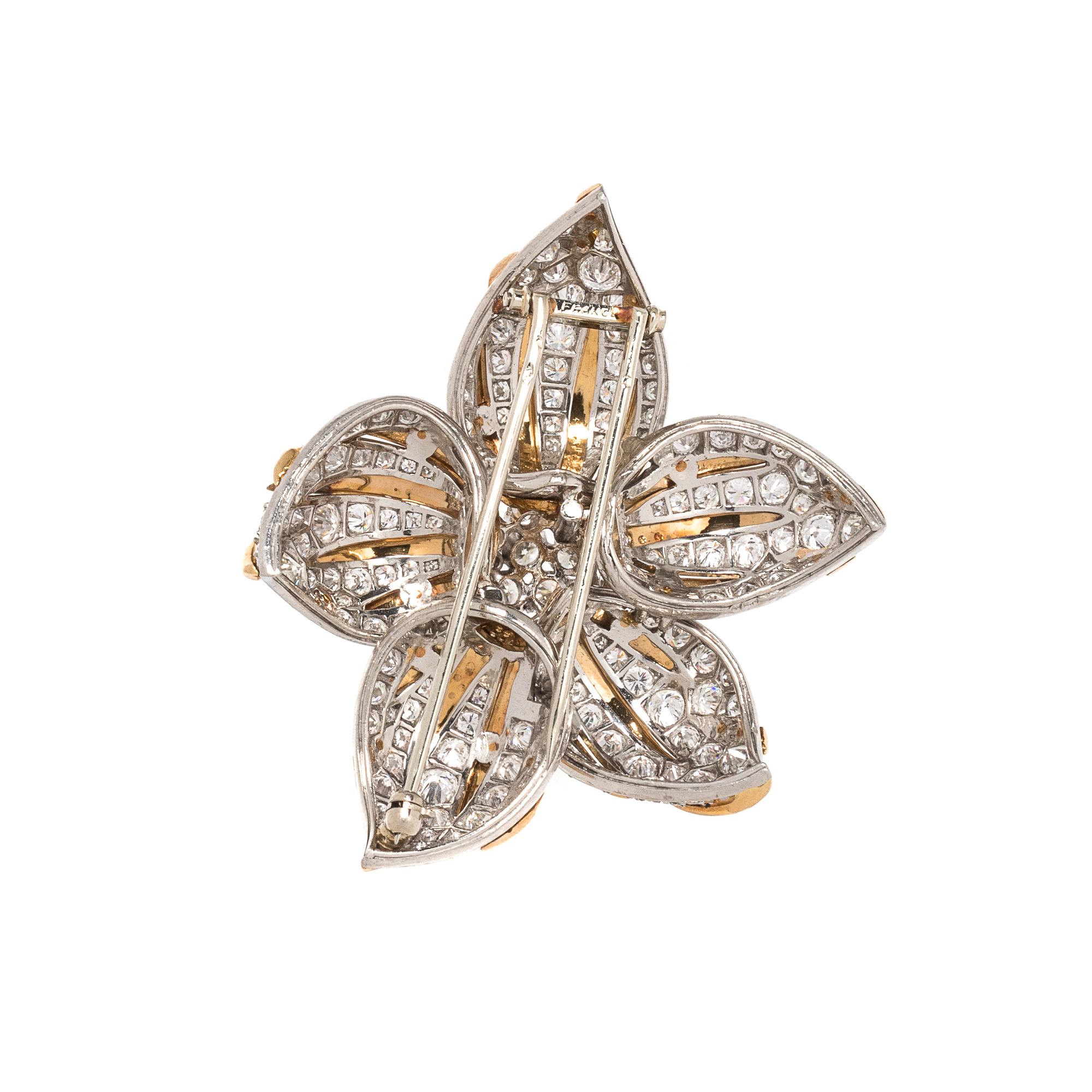 FRENCH, DIAMOND FLOWER BROOCH
