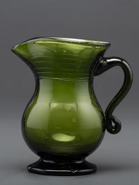 A Blown-Glass New York Pitcher in Green by Ellenville Glass Works