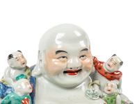 Two Chinese Famille Rose Porcelain Figures of Laughing Buddha