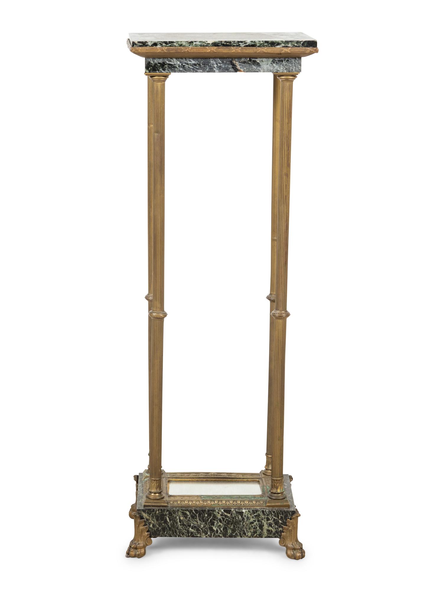 A Neoclassical Style Gilt Metal and Marble Jardinière Stand