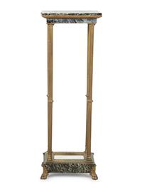A Neoclassical Style Gilt Metal and Marble Jardinière Stand