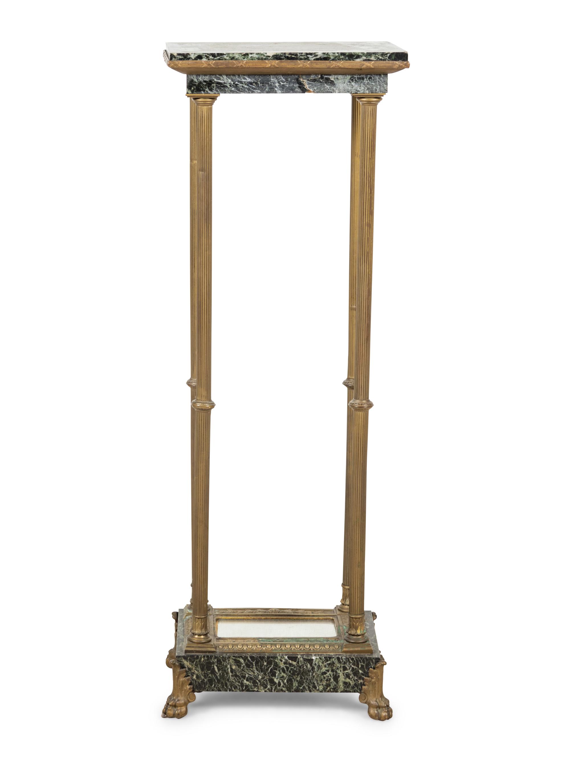 A Neoclassical Style Gilt Metal and Marble Jardinière Stand