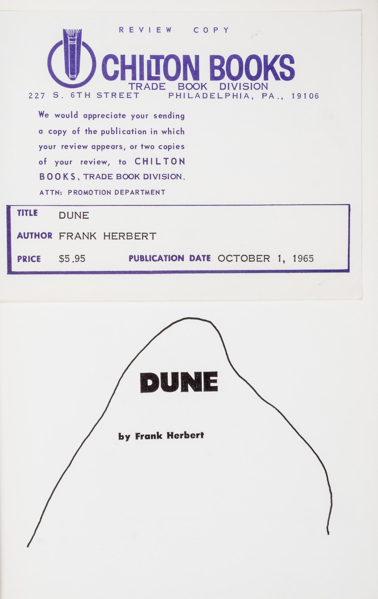 HERBERT, FRANK. The Dune Trilogy [Dune, Dune Messiah, Children of Dune]. First editions. New York, 1965, 69, 75