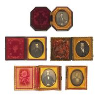 [Early Photography] Group of 34 Sixth Plate Daguerreotypes of Men and Women