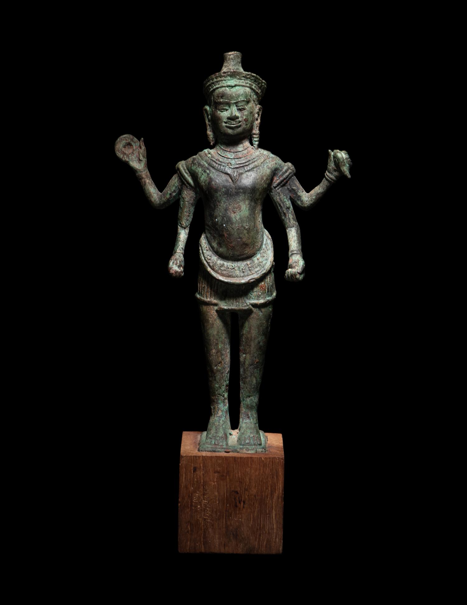 A Khmer Bronze Figure of Vishnu