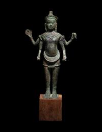 A Khmer Bronze Figure of Vishnu