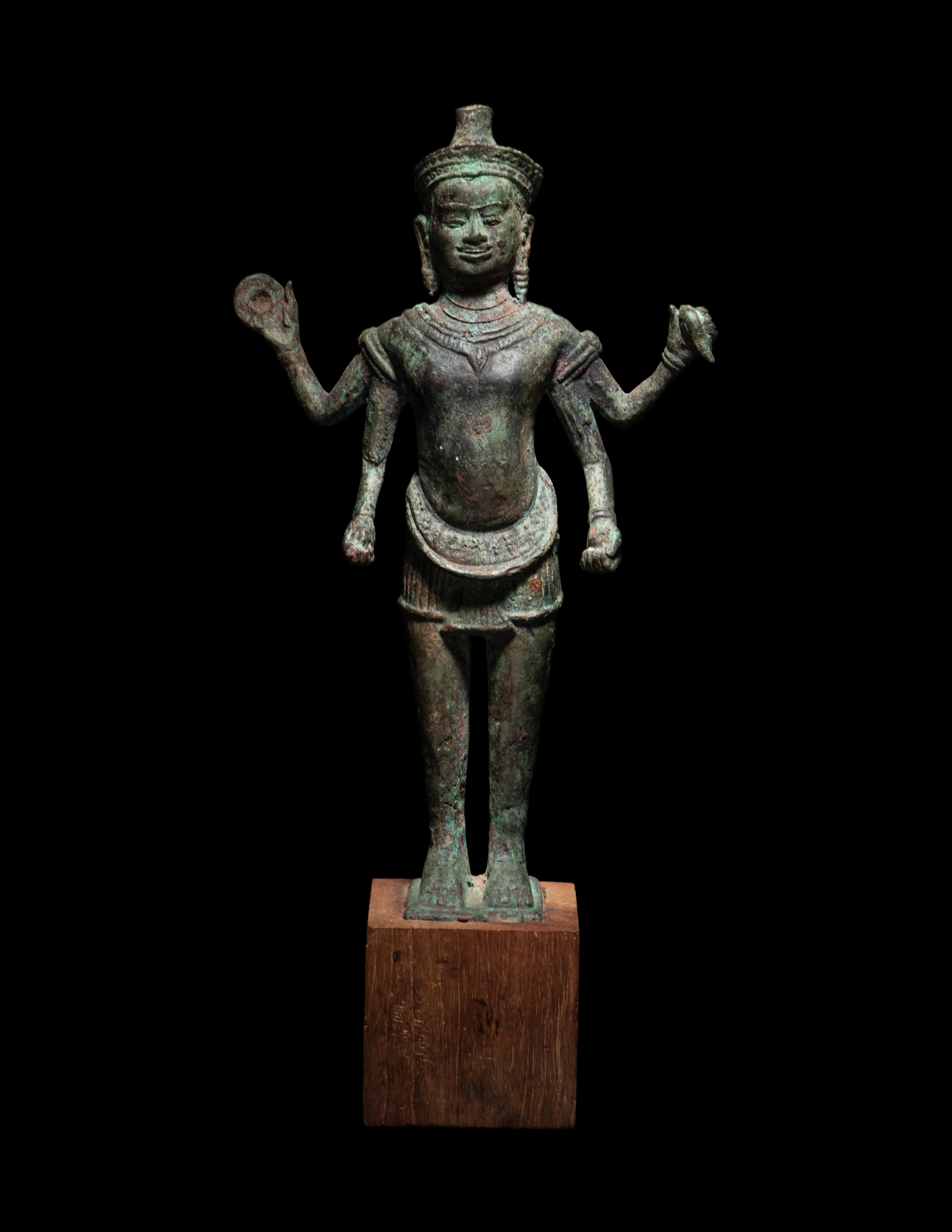 A Khmer Bronze Figure of Vishnu