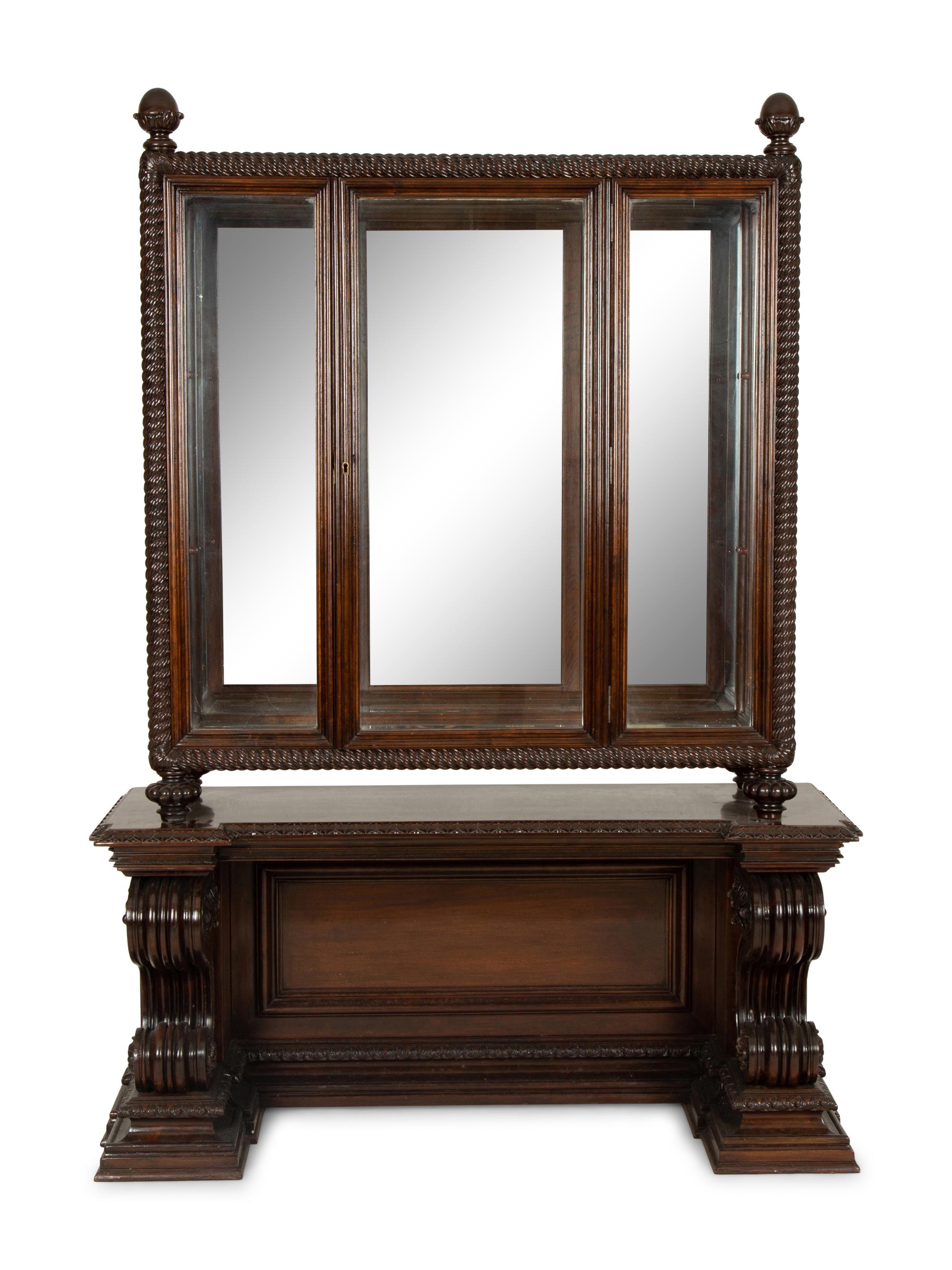 A Neoclassical Style Carved Mahogany Vitrine Cabinet — Circa 1900