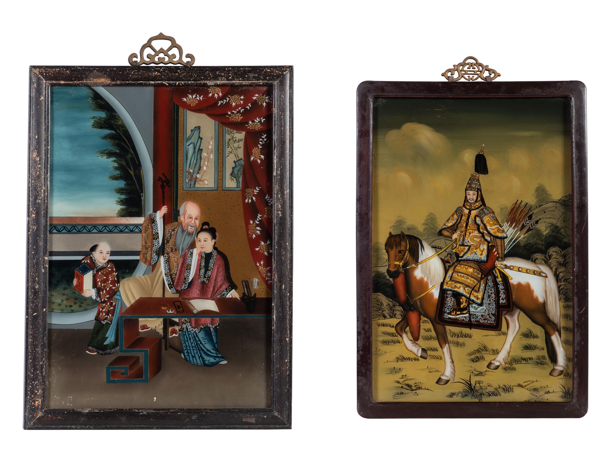 Two Chinese Reverse Glass Paintings