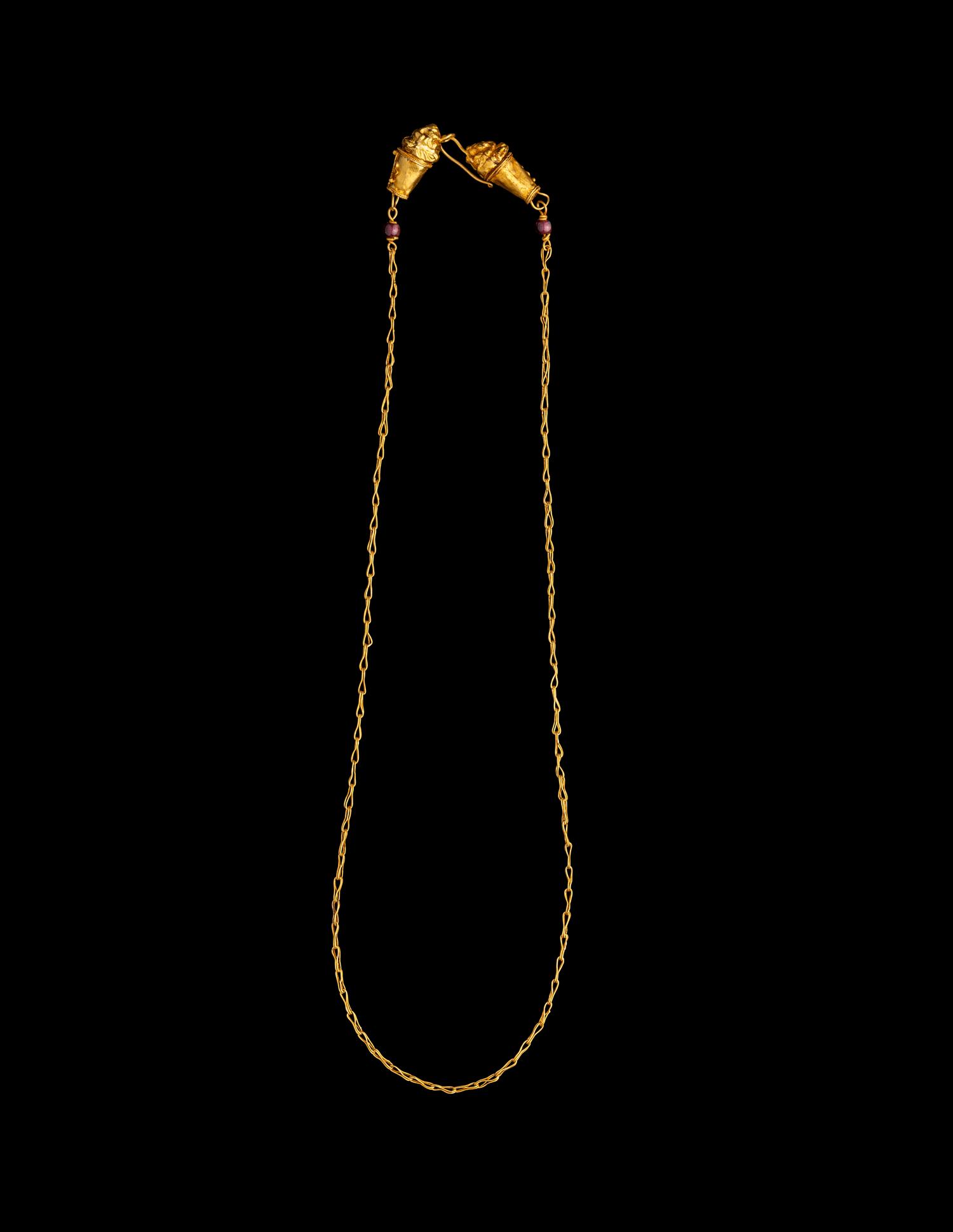 A Hellenistic Gold Necklace with Lion-Headed Terminals
