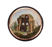 An Italian Tortoiseshell and Micromosaic Box Diameter 3 inches. — 19TH CENTURY