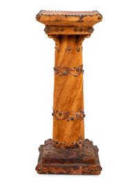 A Nailhead Decorated Leather Clad Pedestal