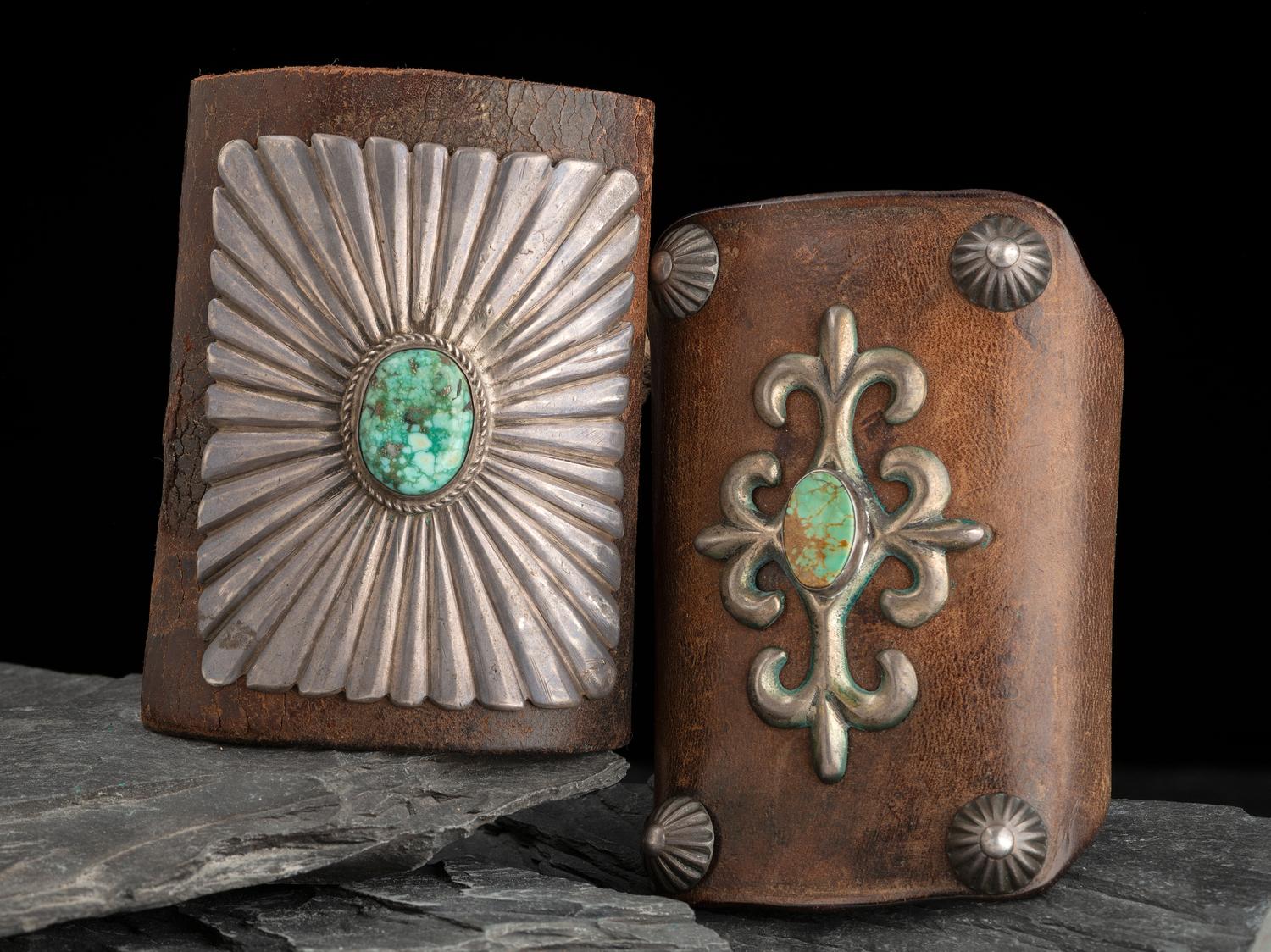Pair of Navajo Silver and Turquoise Ketohs