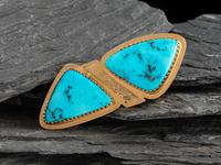 18K Gold and Morenci Turquoise Pin / Brooch