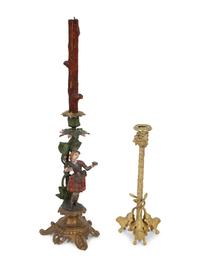 Two Pairs of Cast Metal Candlesticks
