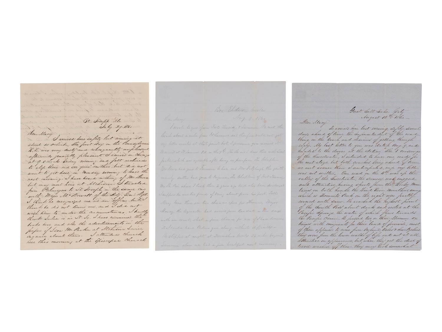 [WESTERN AMERICANA -- CIVIL WAR -- LINCOLN]. Papers of Captain Joseph Claypoole Clark, 4th US Light Artillery, Battery E, WIA Antietam, including frontier and Civil War correspondence, photography, and appointment signed by Lincoln as President.