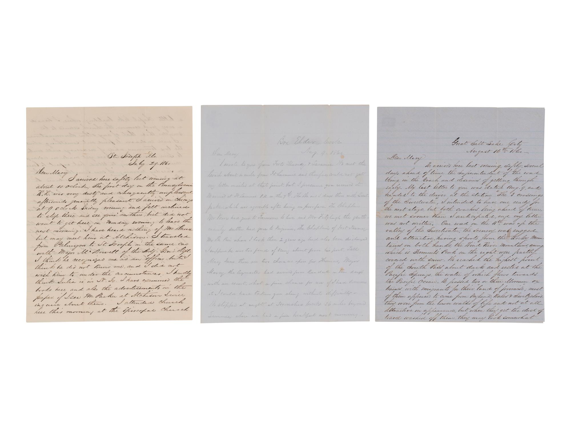 [WESTERN AMERICANA -- CIVIL WAR -- LINCOLN]. Papers of Captain Joseph Claypoole Clark, 4th US Light Artillery, Battery E, WIA Antietam, including frontier and Civil War correspondence, photography, and appointment signed by Lincoln as President.