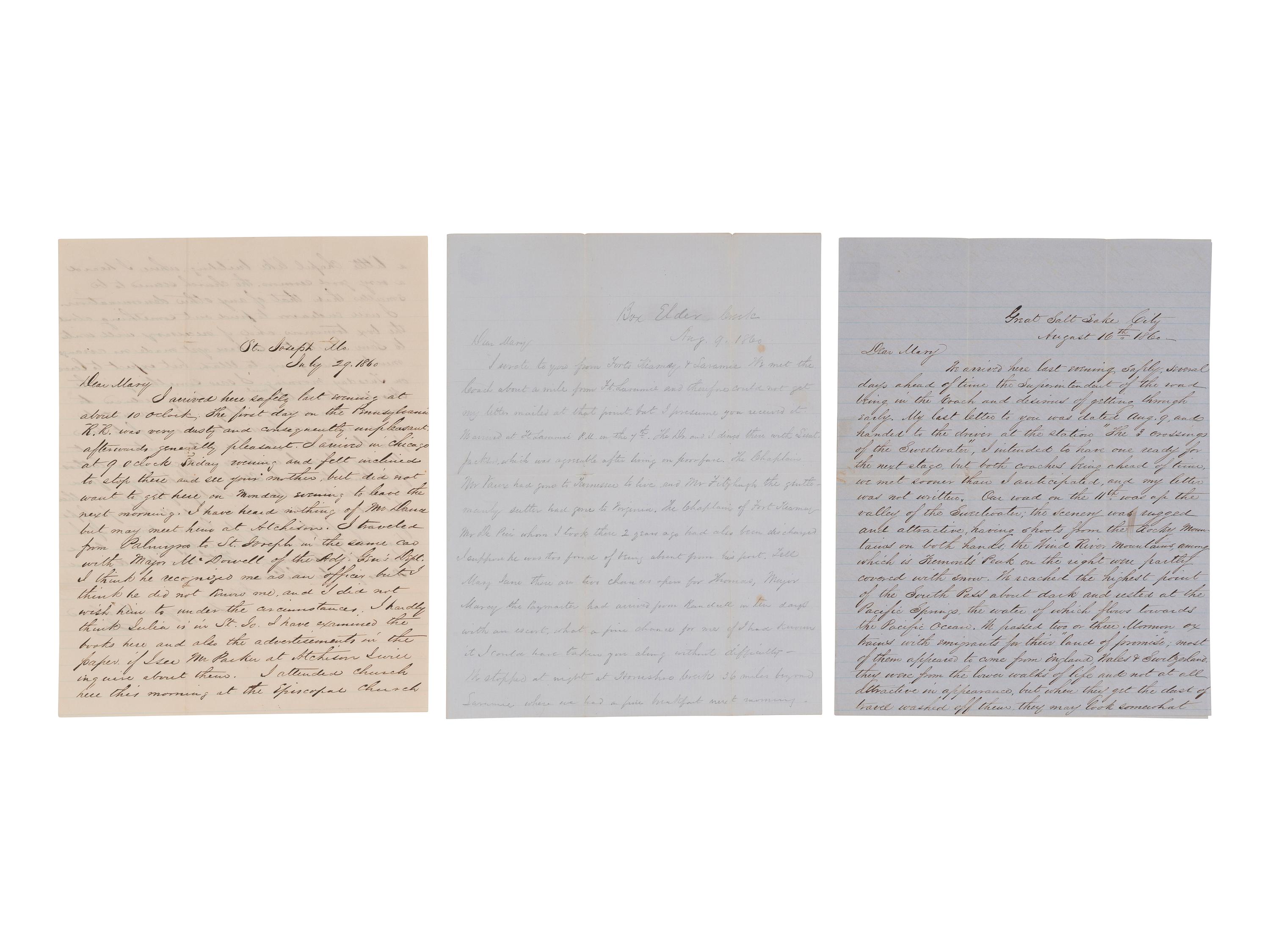 [WESTERN AMERICANA -- CIVIL WAR -- LINCOLN]. Papers of Captain Joseph Claypoole Clark, 4th US Light Artillery, Battery E, WIA Antietam, including frontier and Civil War correspondence, photography, and appointment signed by Lincoln as President.